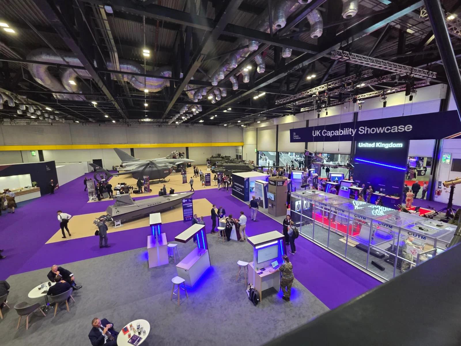 Custom defence exhibition stand built by Orchestra Media at a major international military trade show
