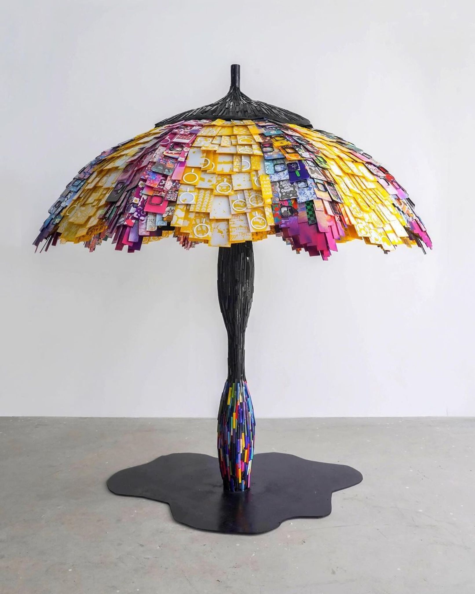 Sunshade installation made from old phone cases