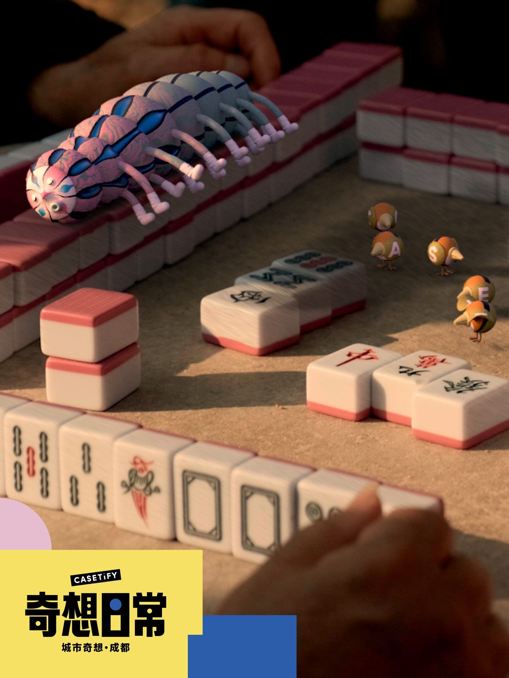 Laurie Rowan digital artwork of a creature playing mahjong for Chengdu