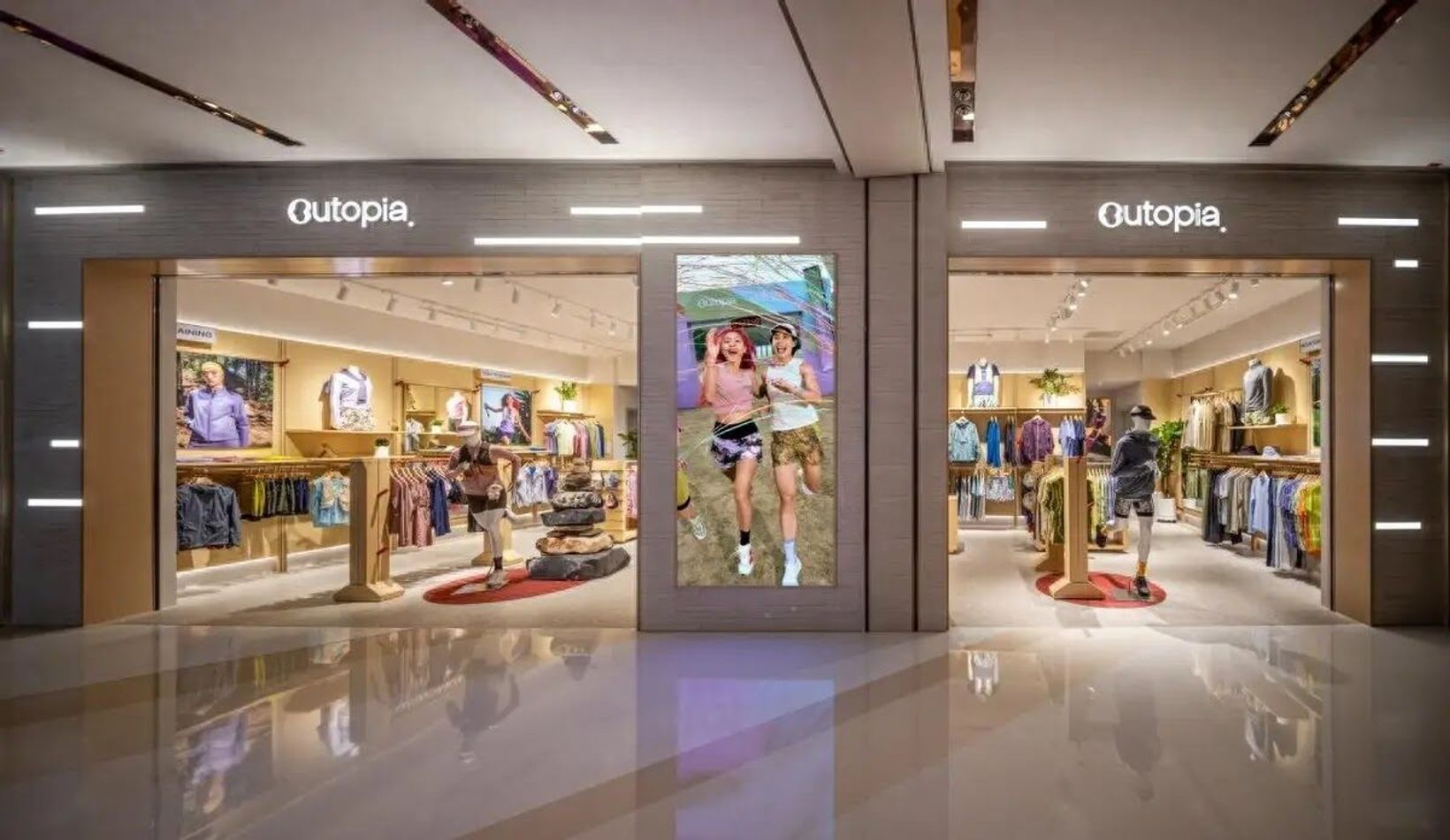 Outopia store interior with apparel displays