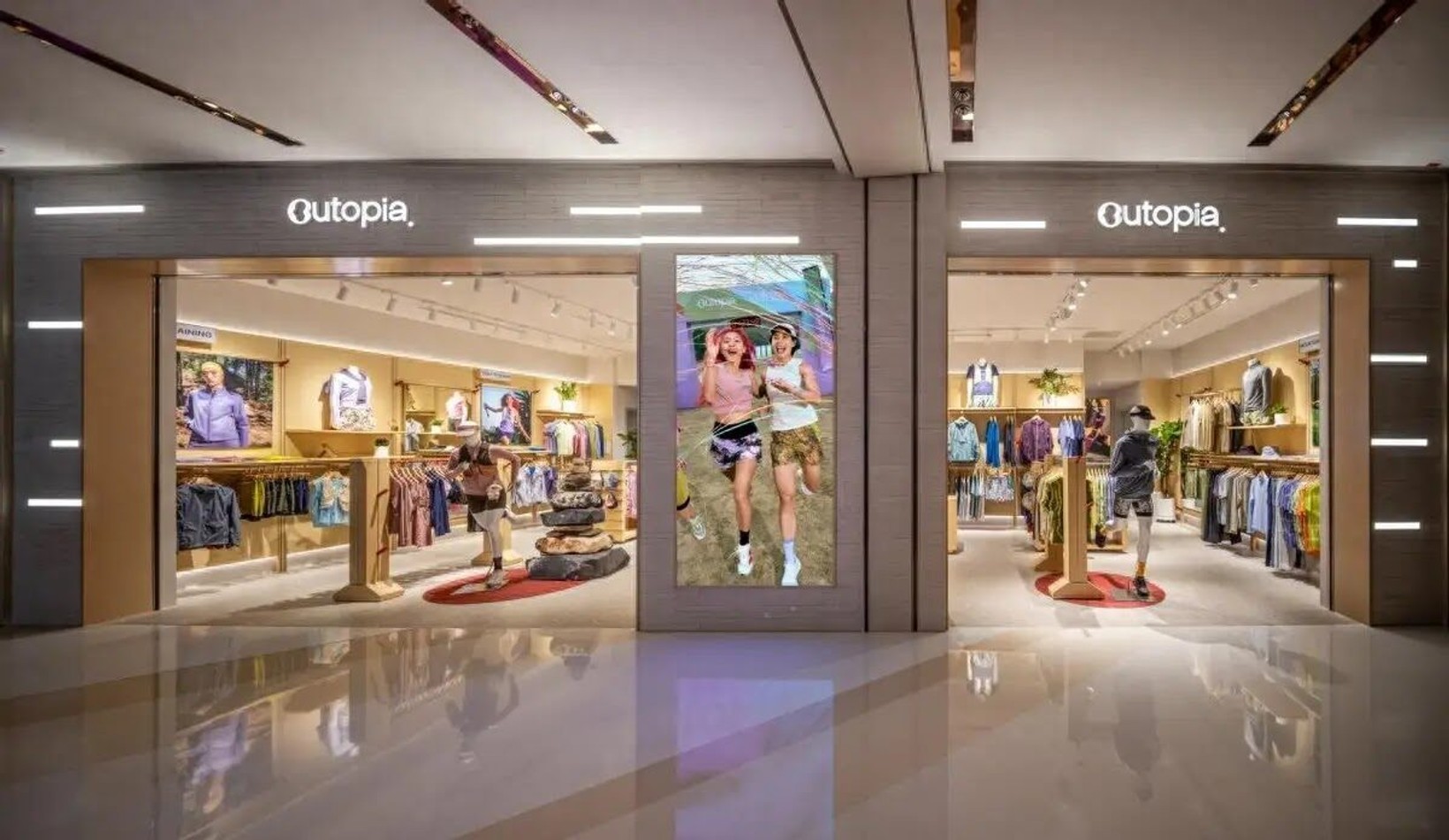 Outopia store interior with apparel displays