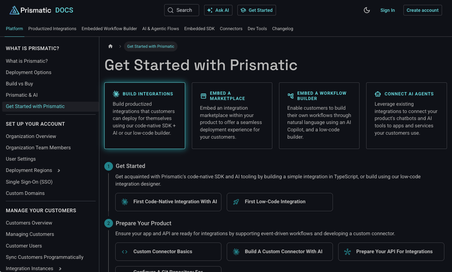 get started with prismatic