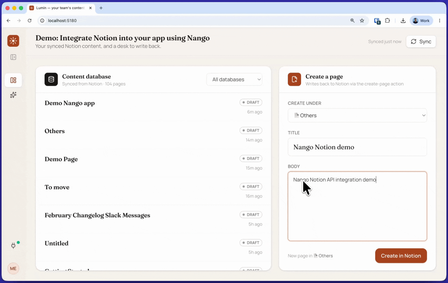 notion integration demo app