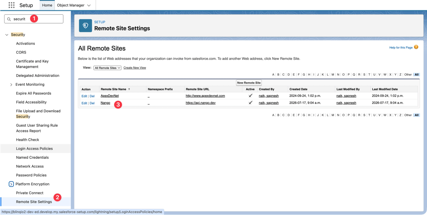 salesforce remote site setting