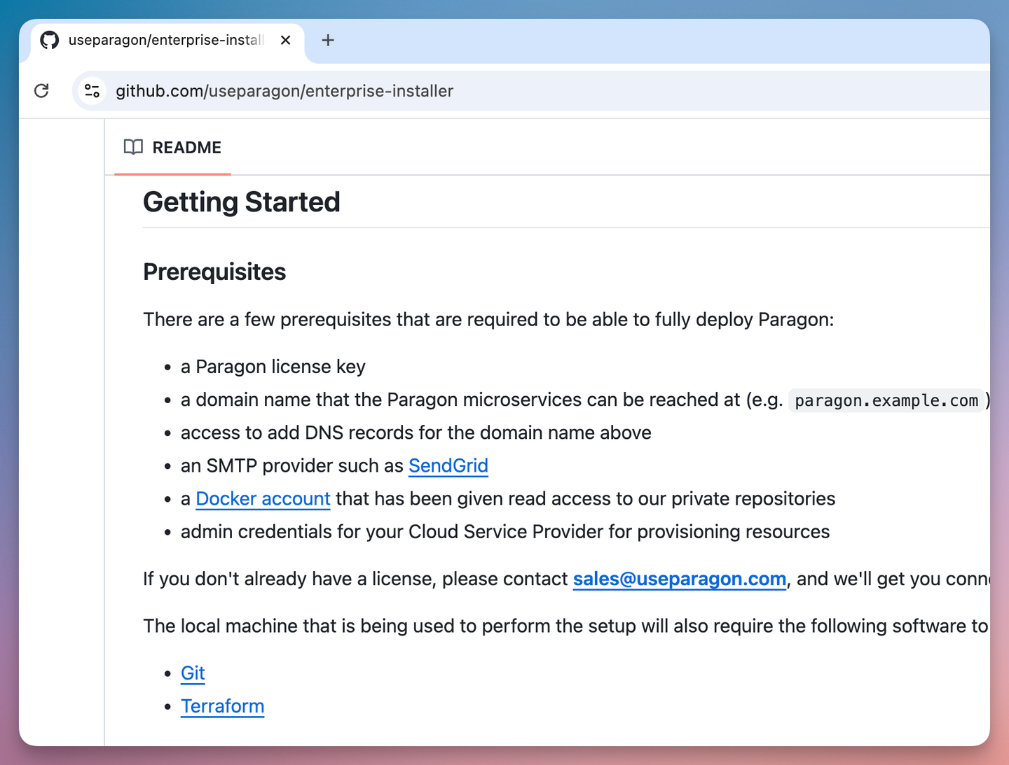 paragon enterprise installer prerequisites