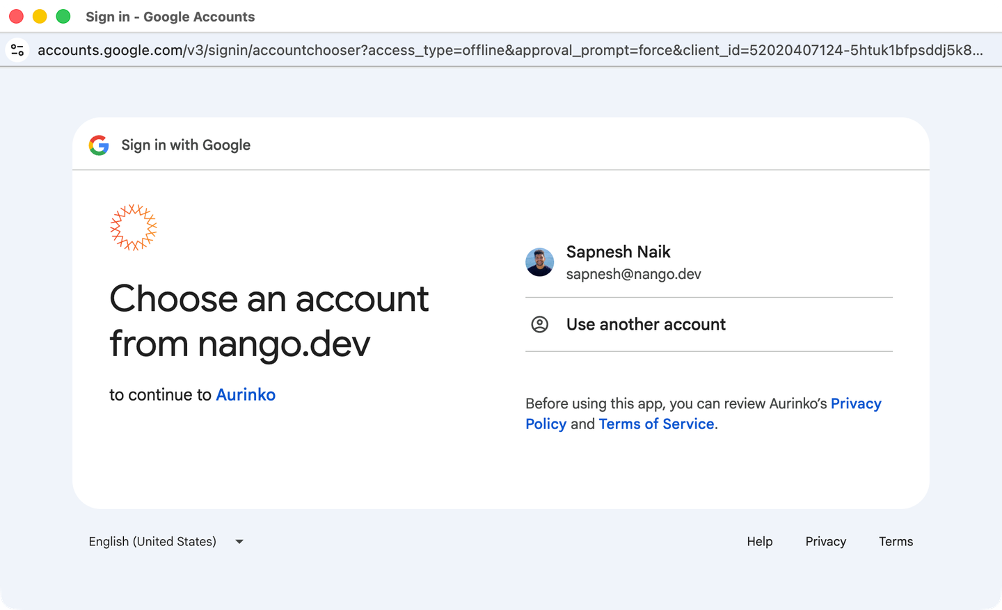 aurinko oauth consent