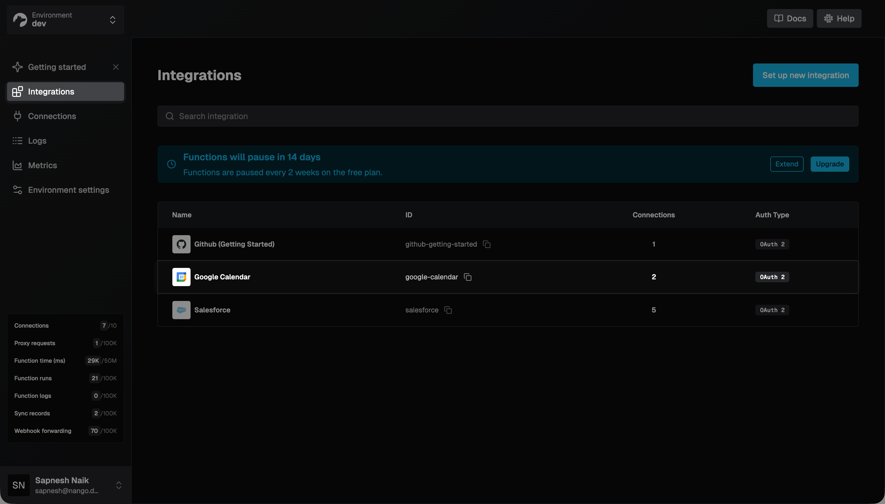 nango google calendar integration