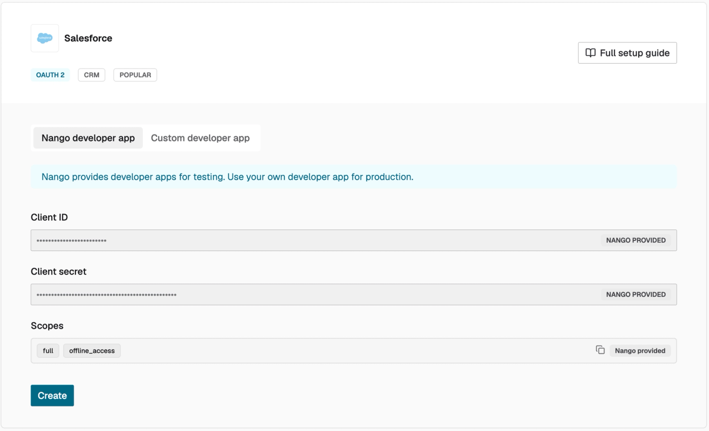 nango salesforce integration create