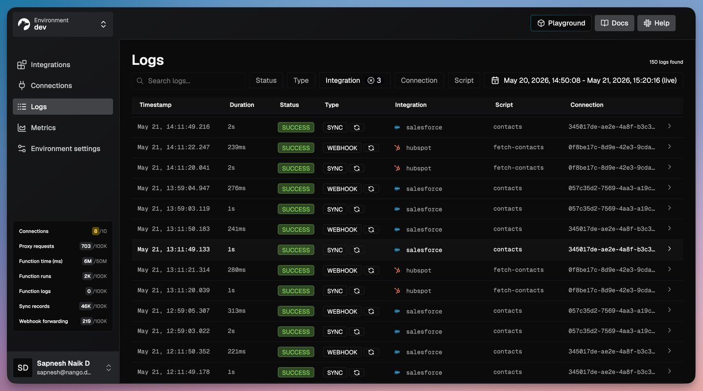 nango salesforce logs