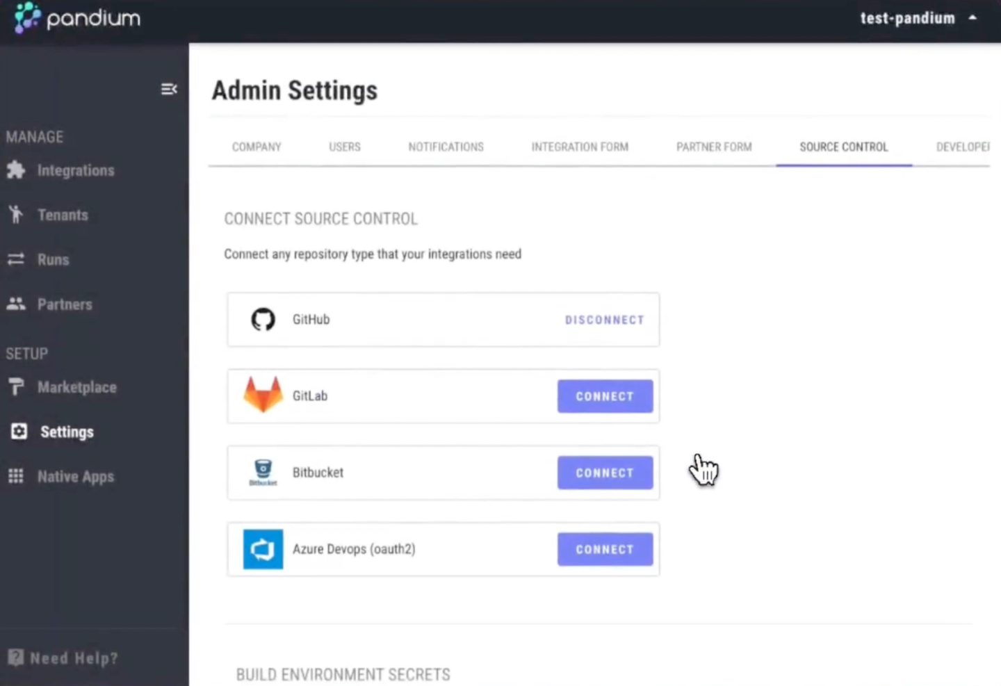 pandium source control settings