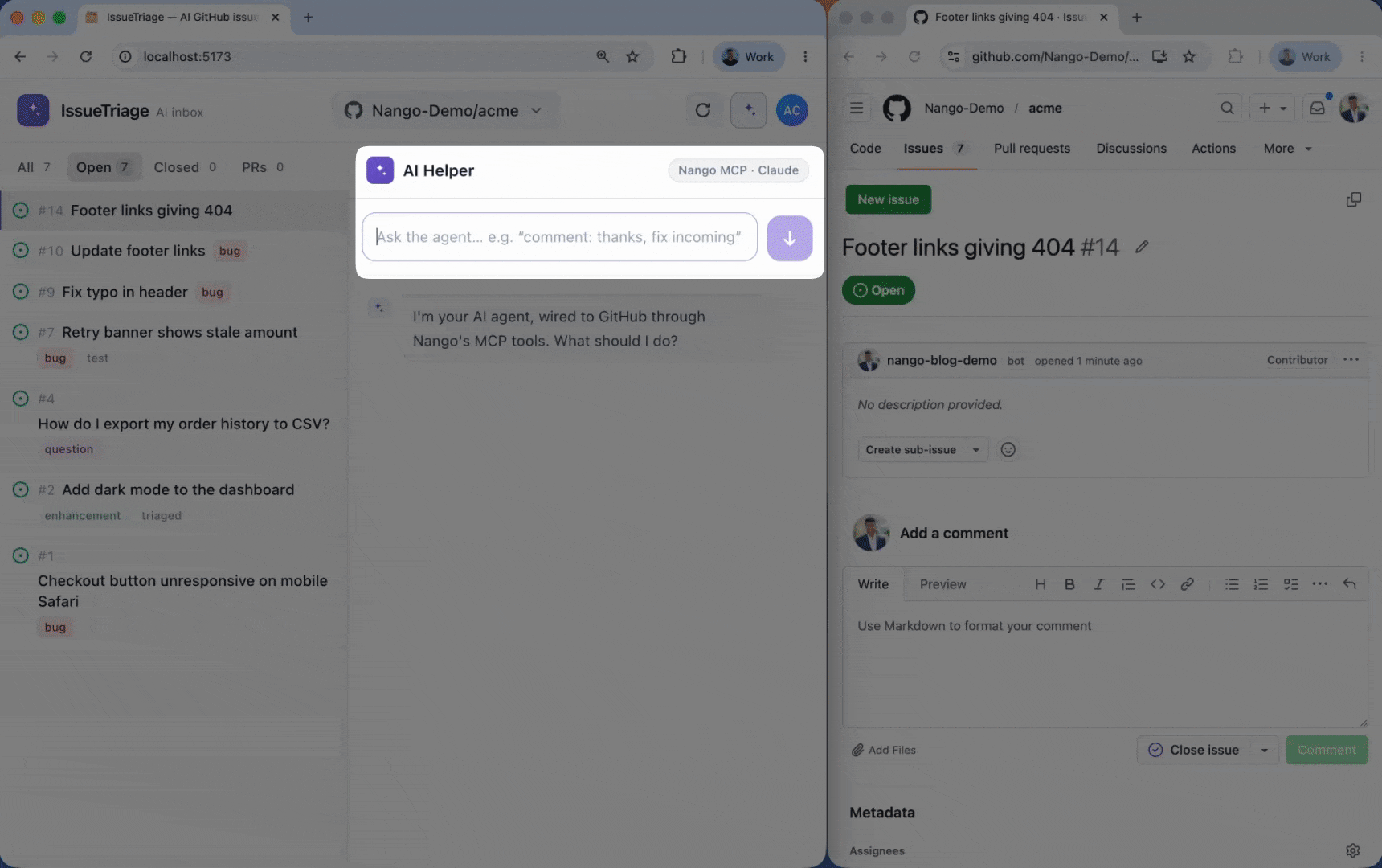 github api integration nango hero