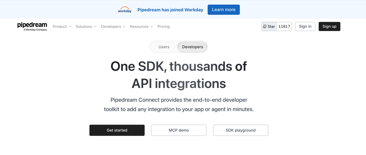 pipedream connect homepage workday acquisition