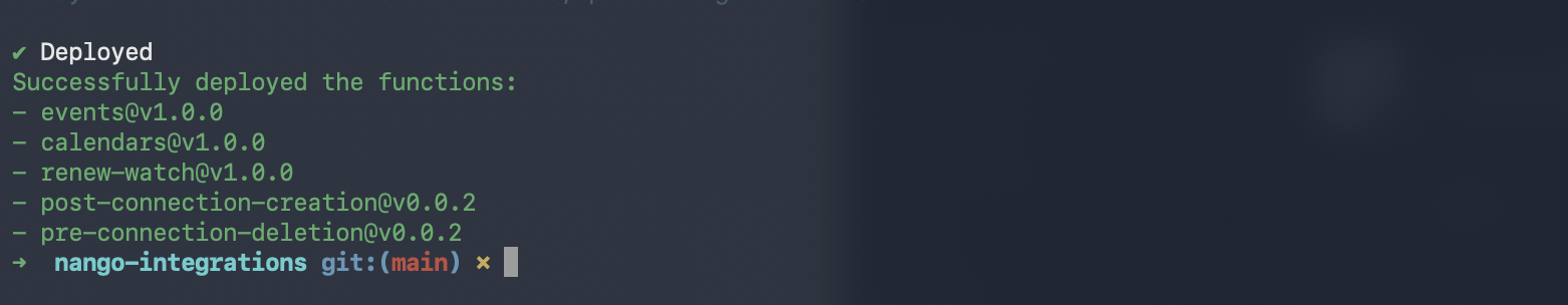nango deployment terminal output