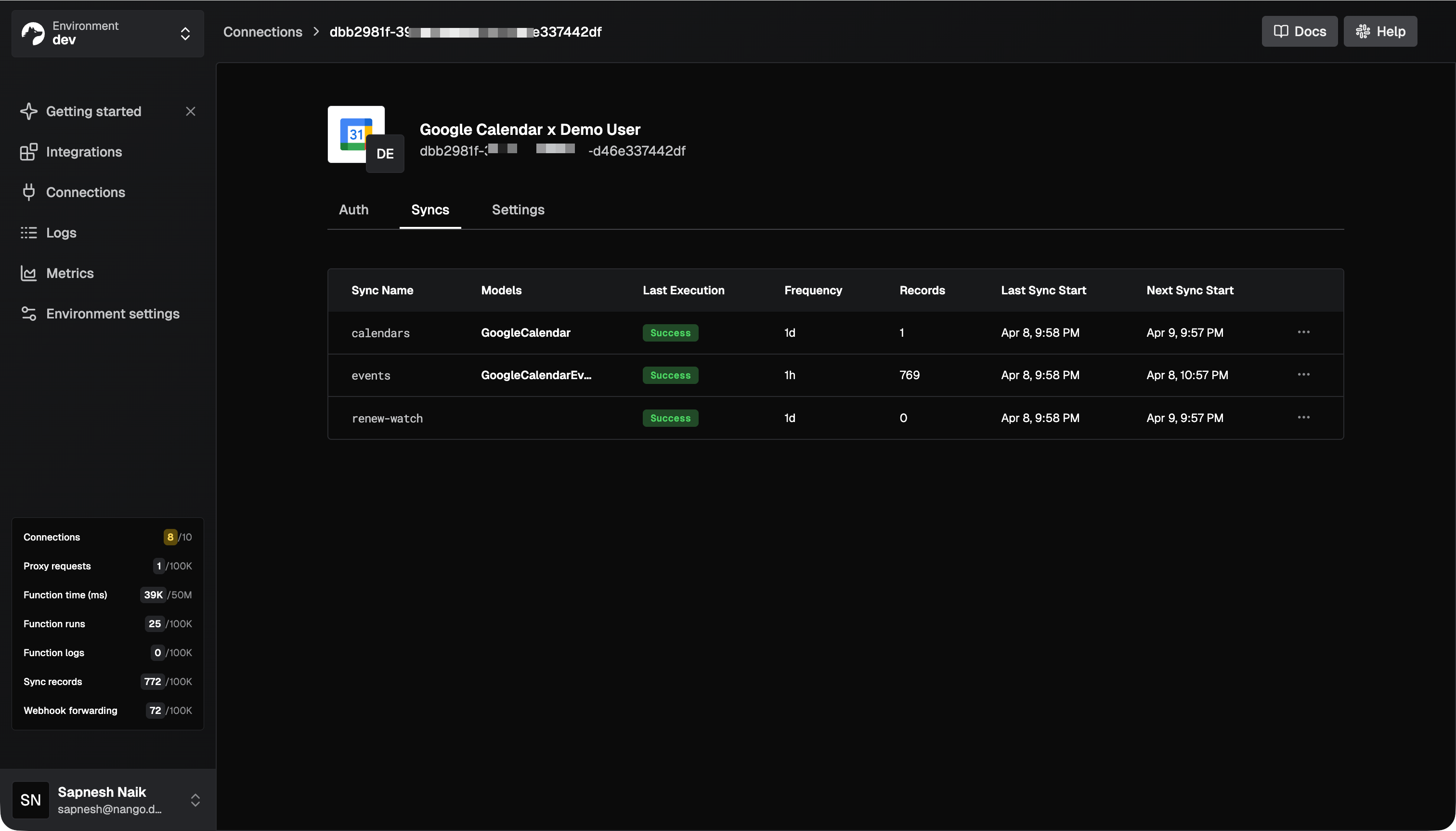 nango dashboard post deploy