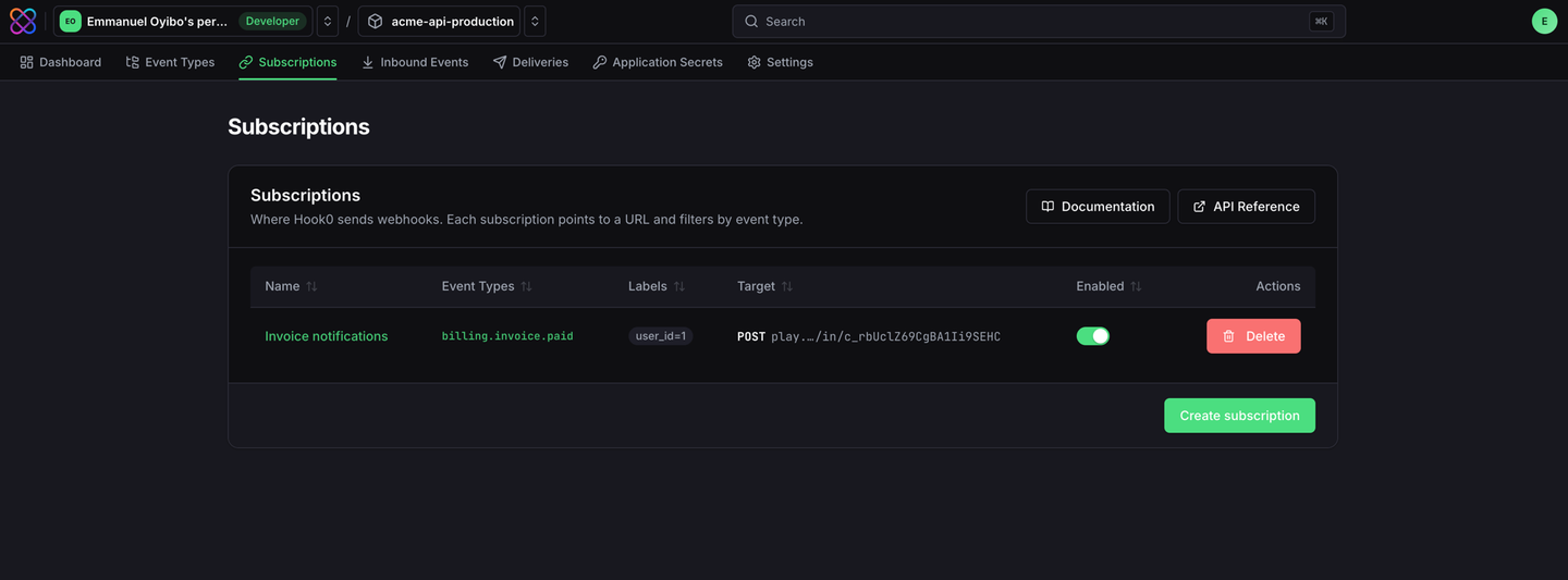 hook0 subscription event types