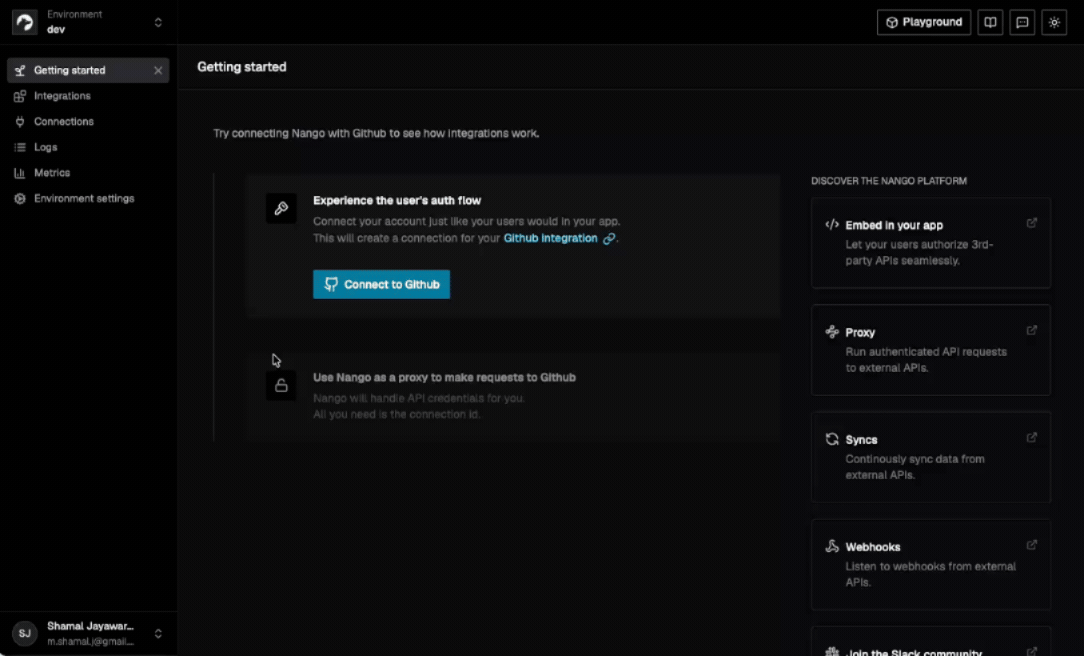 nango dashboard saleforce integration