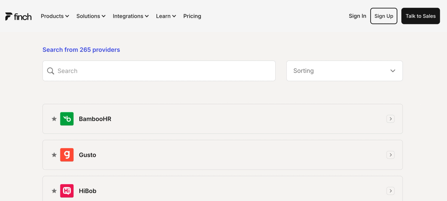 finch provider directory