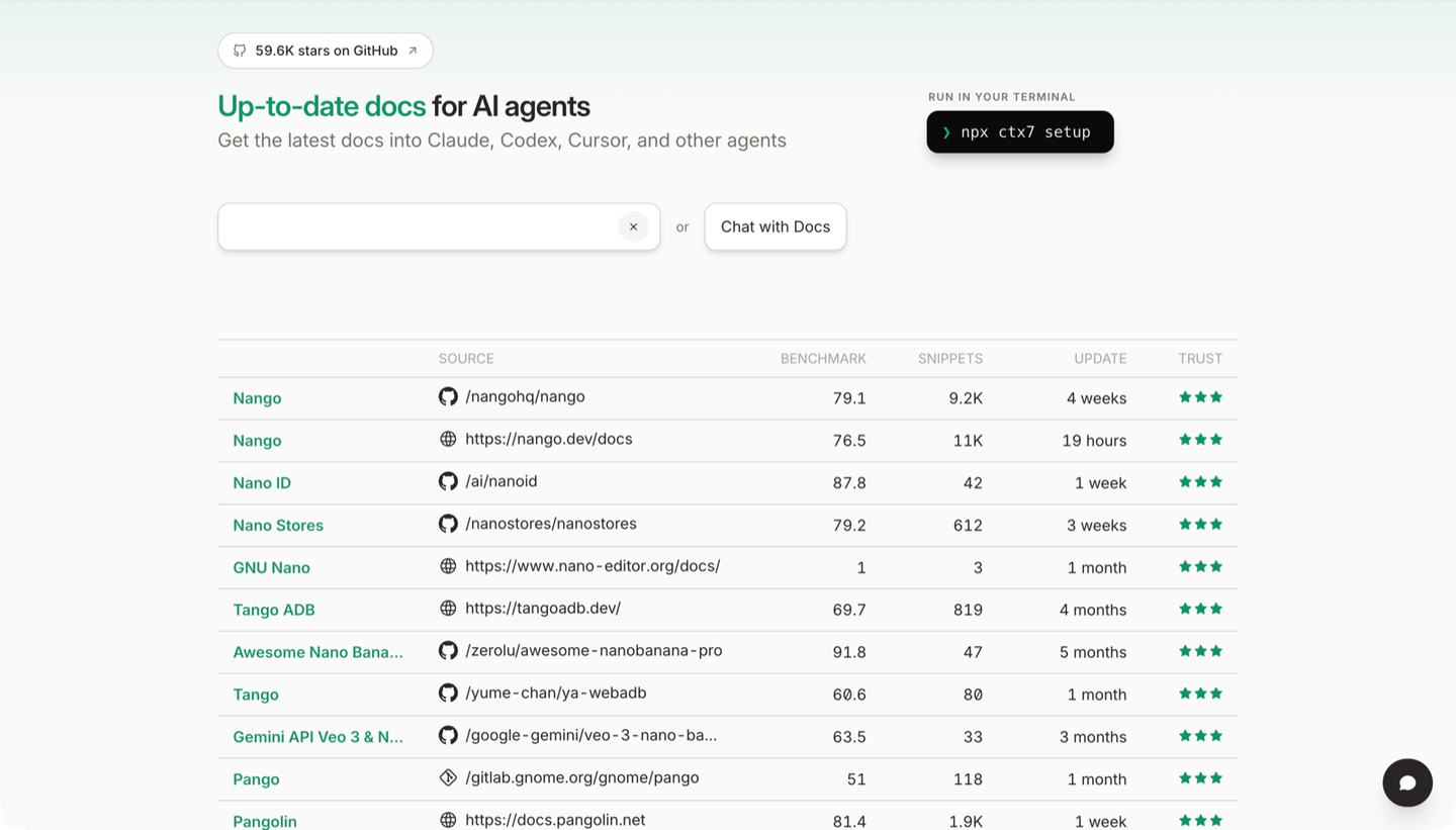 context7 homepage library index