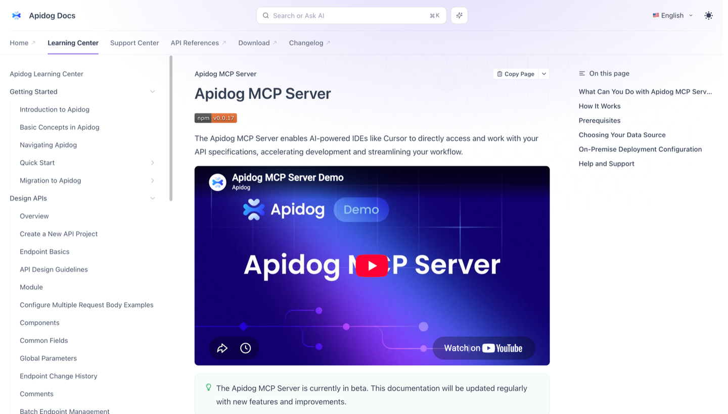 apidog mcp server docs