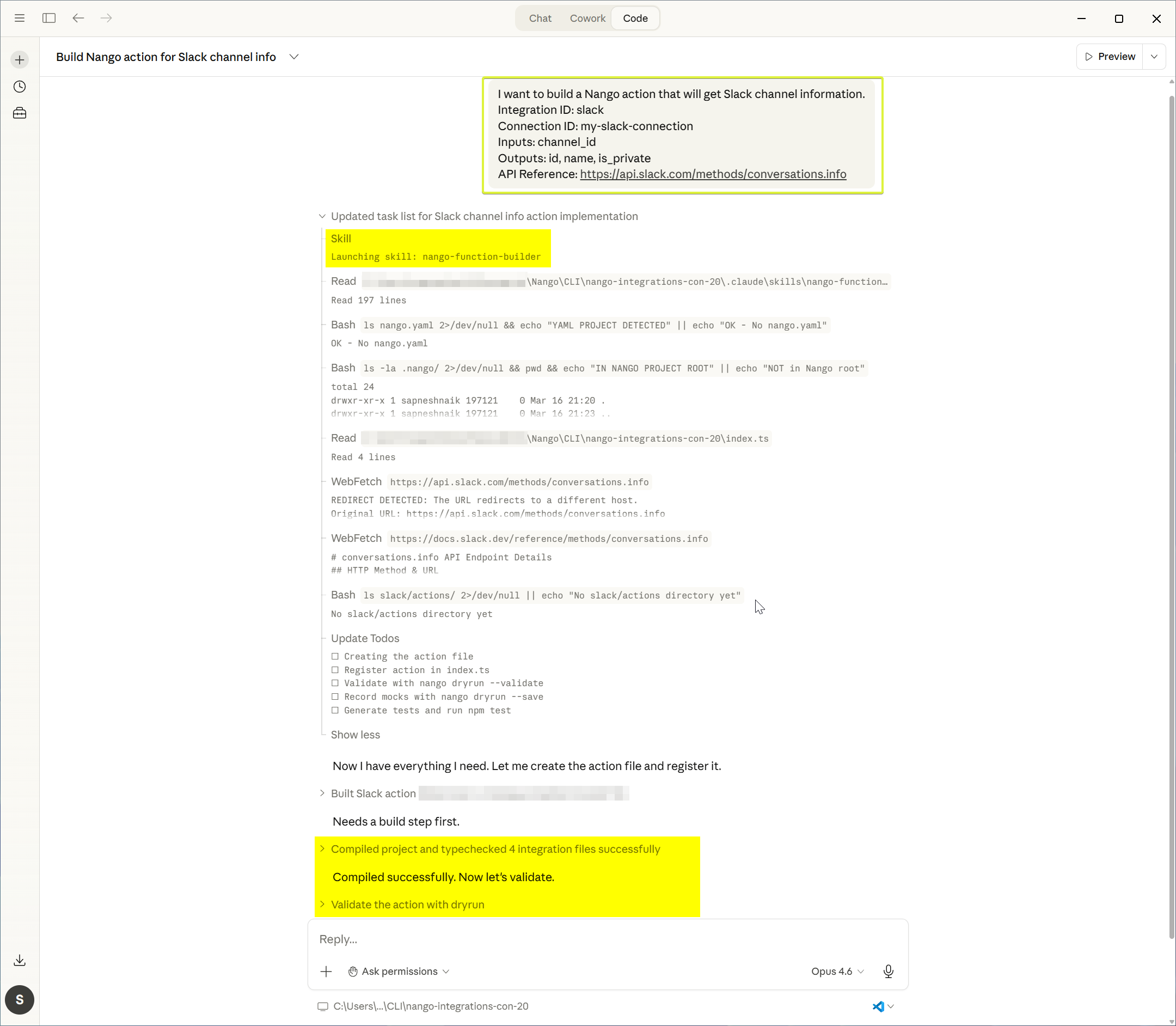 nango ai integration builder claude code