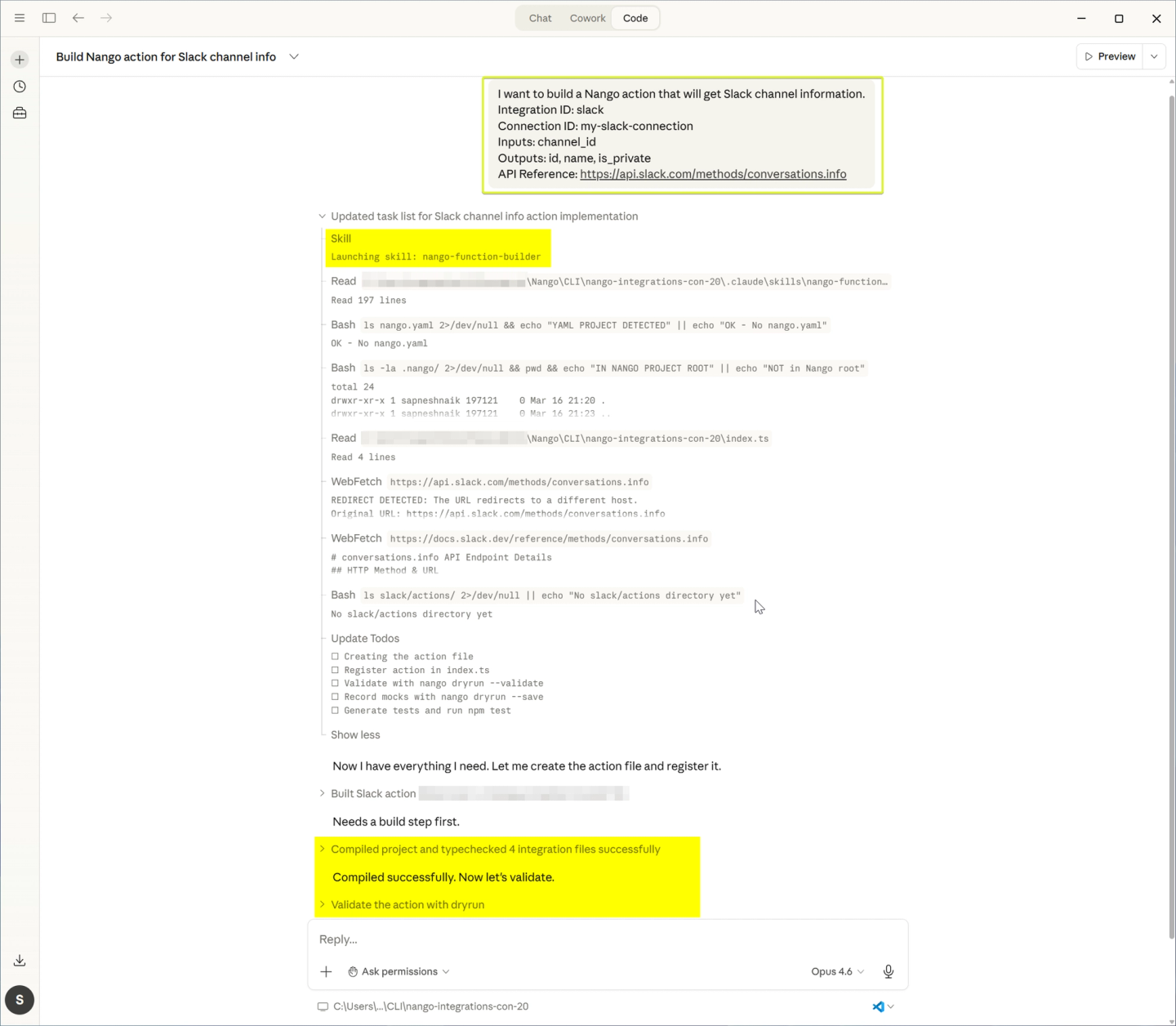 nango ai integration builder claude code
