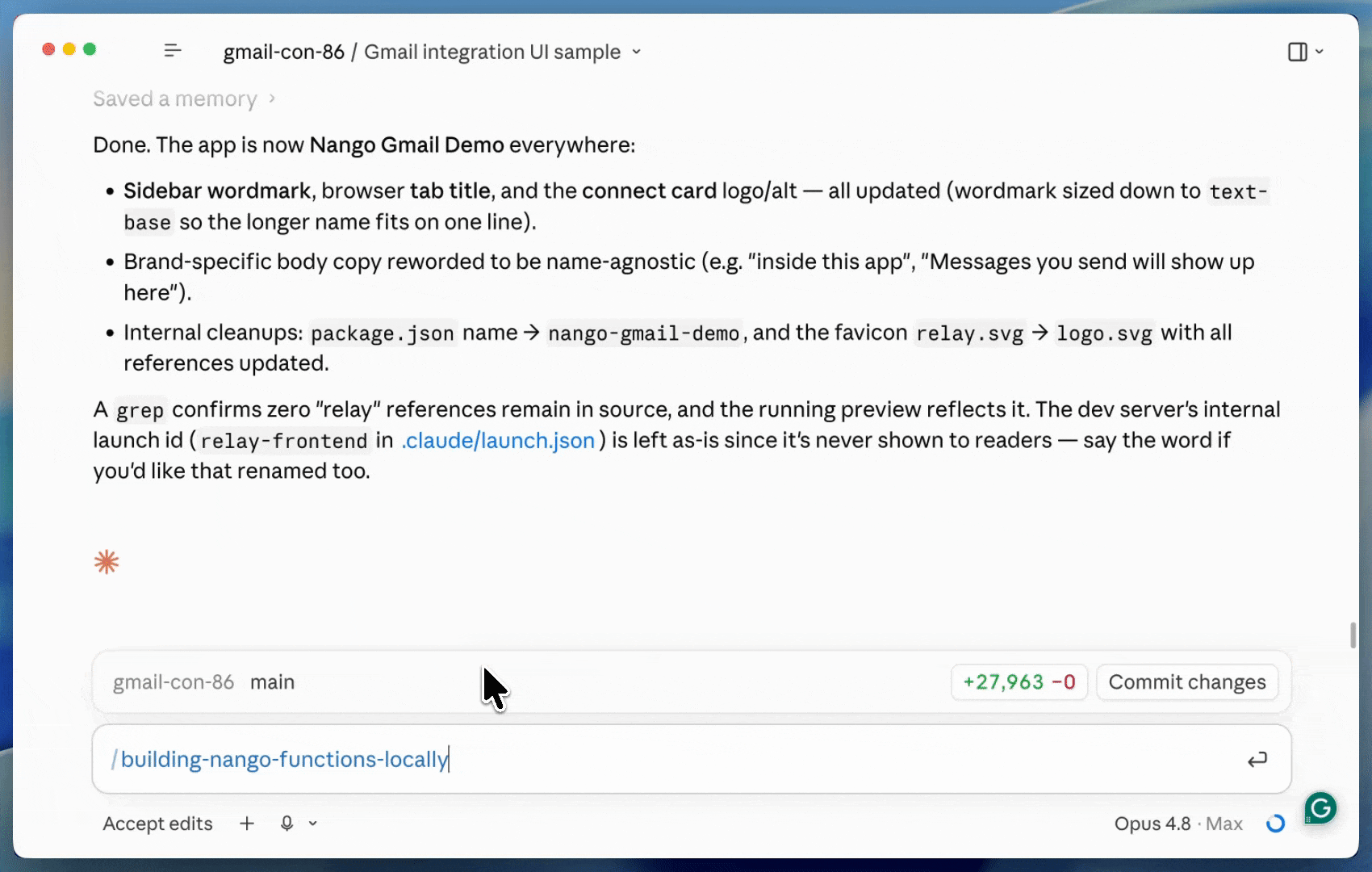 claude generating gmail send email action
