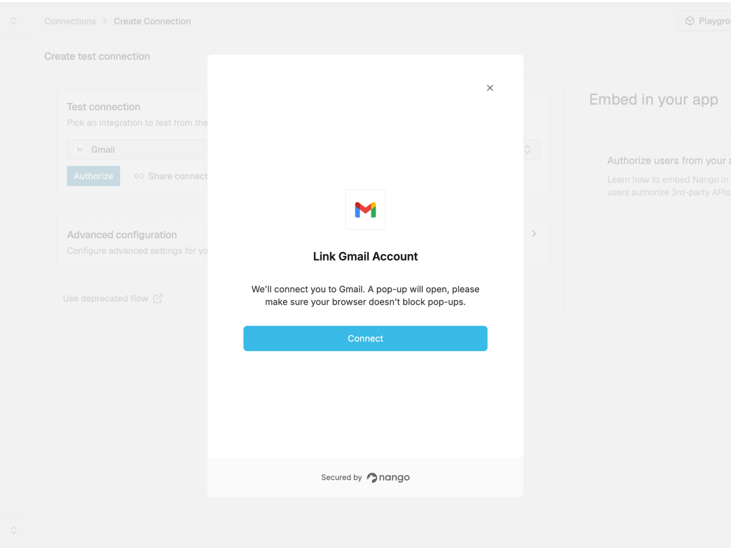 nango connect ui gmail authorization
