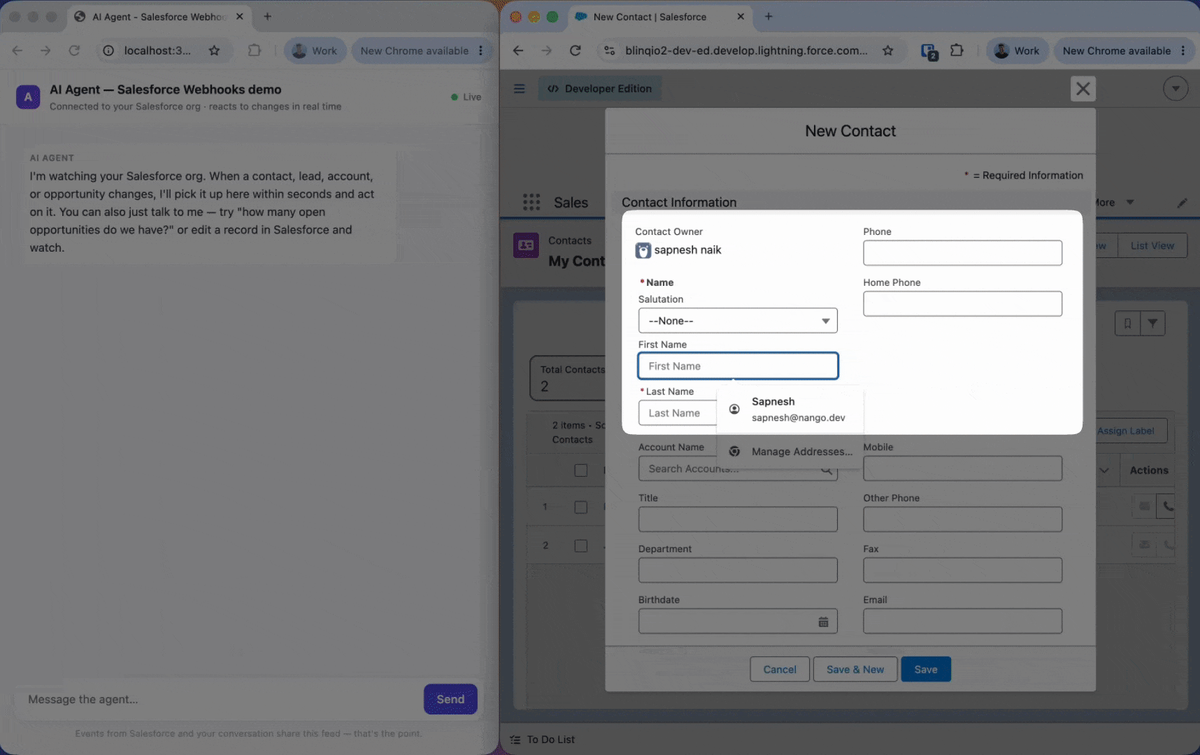 salesforce webhooks ai agent demo