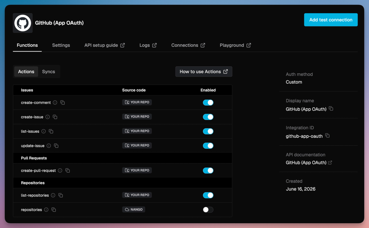 nango github actions deployed