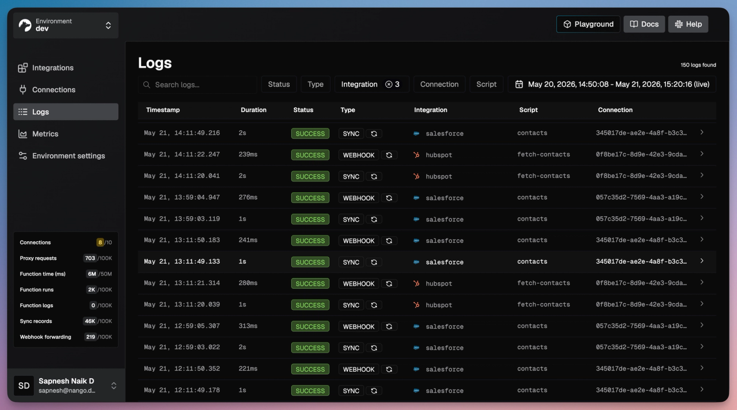 nango salesforce logs