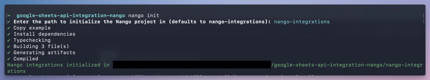 nango init terminal