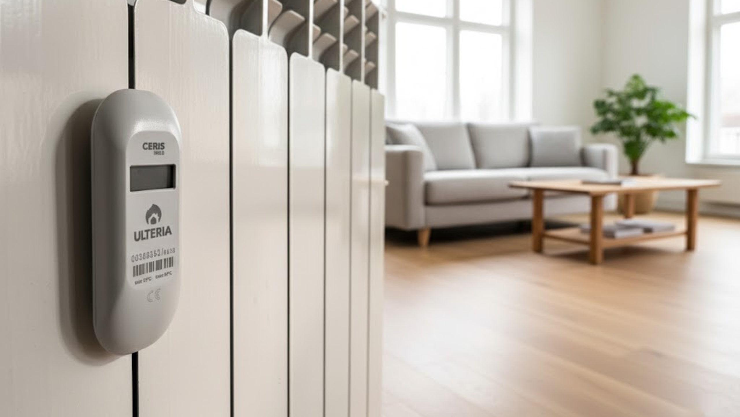 Ripartitore di calore di altra marca su radiatore in soggiorno, gestito in subentro da Ulteria