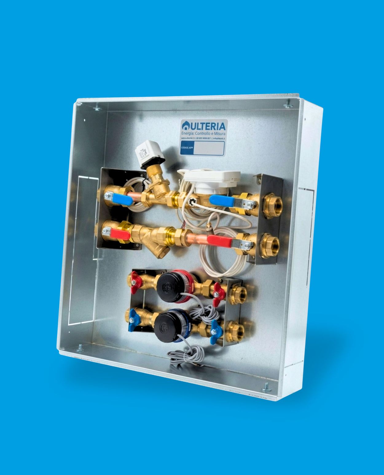 Modulo di contabilizzazione utenza Modus Dyn Ulteria con contatore di calore, contatori acqua e valvola di zona