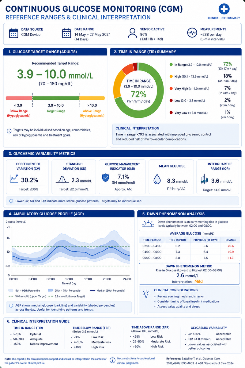 Summary infographic — CGM in Functional Practice: When Continuous Glucose Monitoring Adds Clinical Value