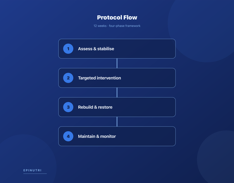 Protocol flowchart — Case Study: Marked Improvement in 8-Year Chronic Fatigue, IBS, and Brain Fog Using the Functional Health Matrix