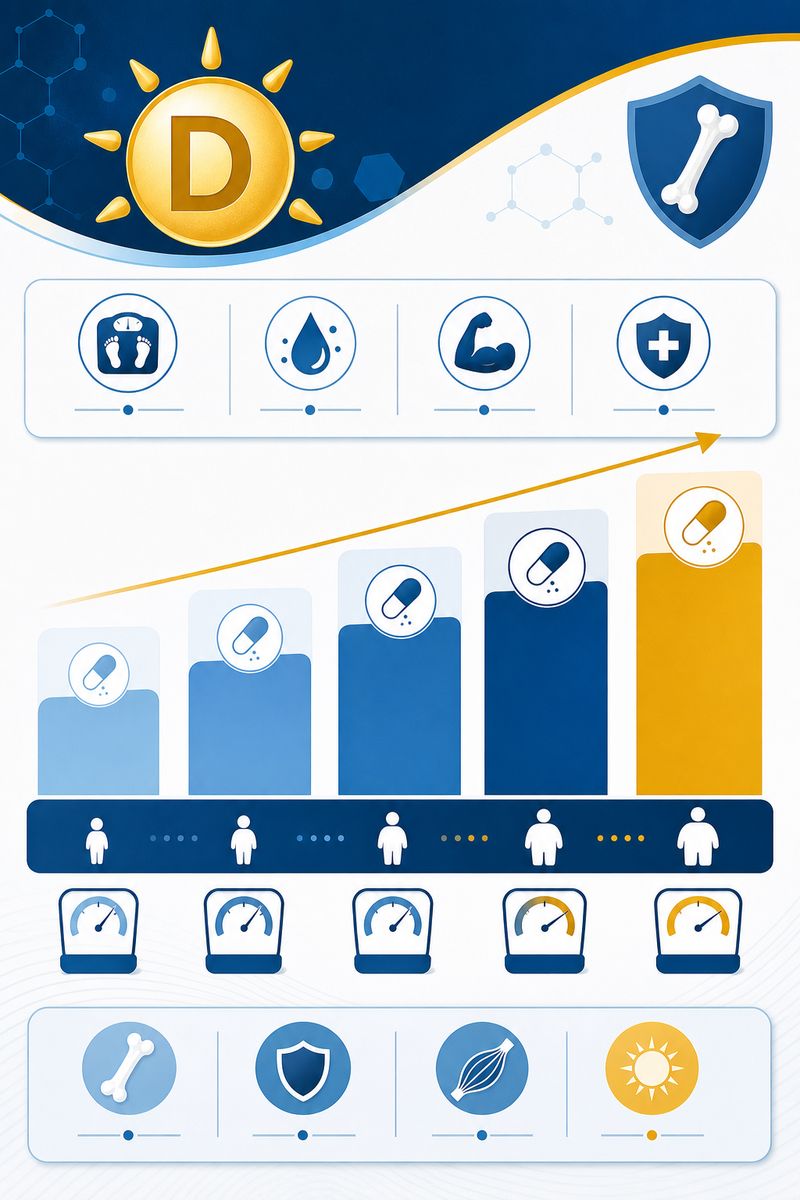 Summary infographic — Late-Spring Micronutrient Reset: Vitamin D Dosing After Winter -- Why One Size Does Not Fit All