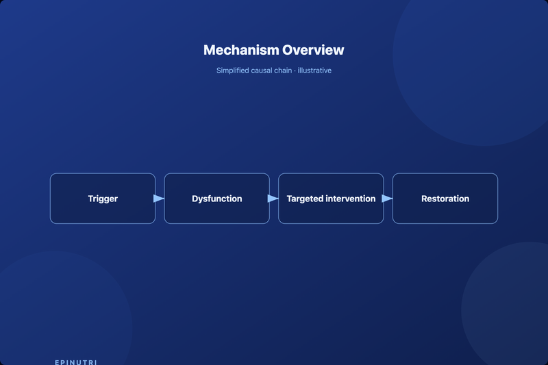 Mechanism diagram — Case Study: Long COVID Fatigue in a 35-Year-Old Man — Mitochondrial Restoration Protocol with 12-Week Follow-Up Using the Functional Health Matrix