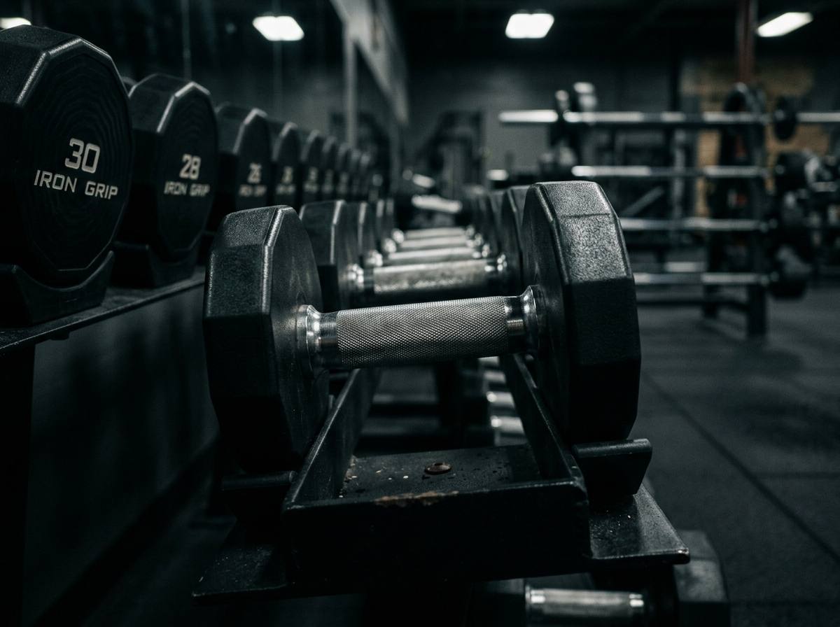 Commercial dumbbells and rack