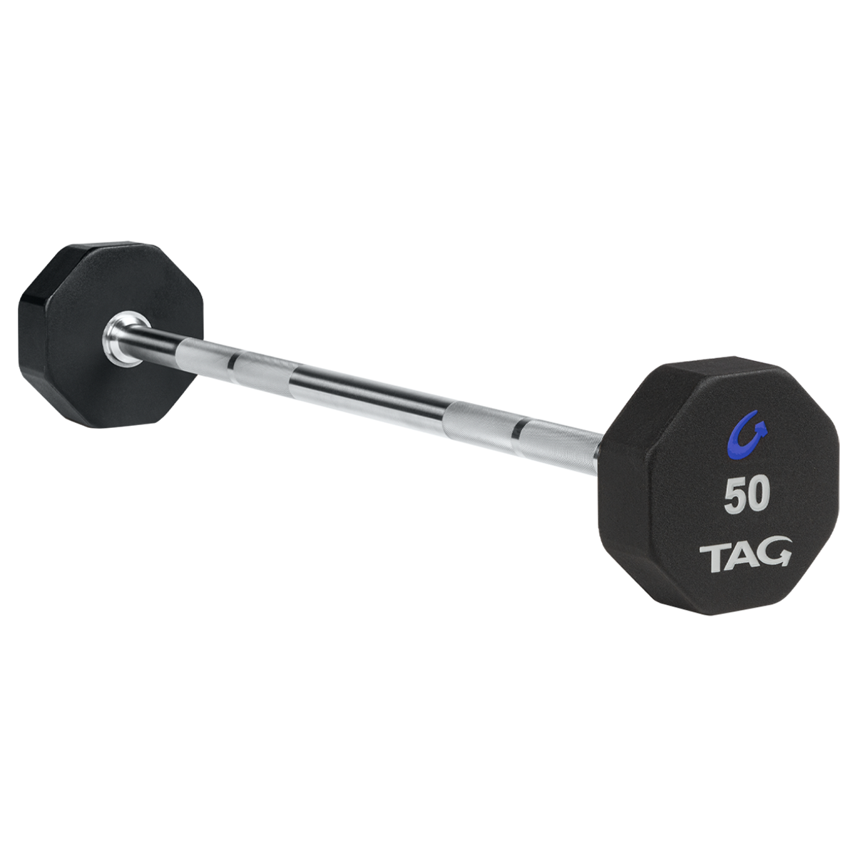 Tag Fitness 8-Sided Virgin Rubber Fixed Barbell with Straight Bar - Commercial fitness equipment