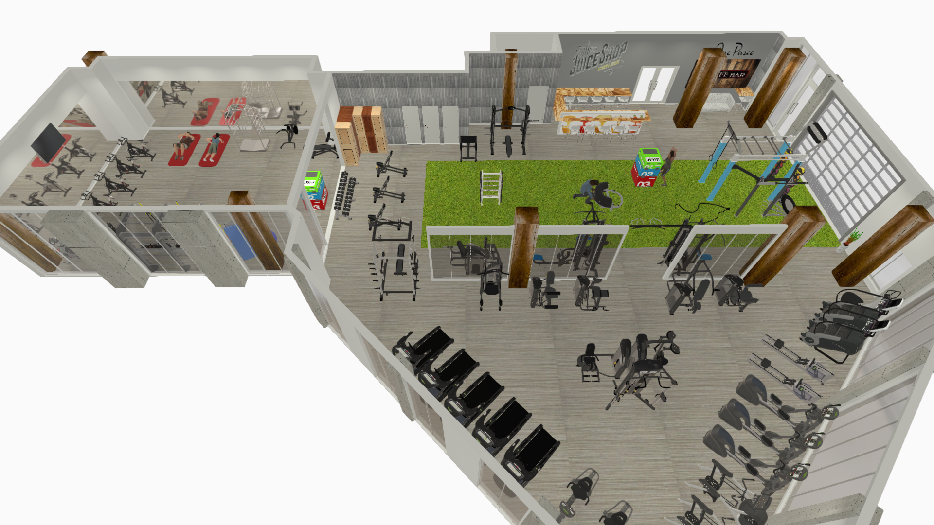 A commercial fitness room
