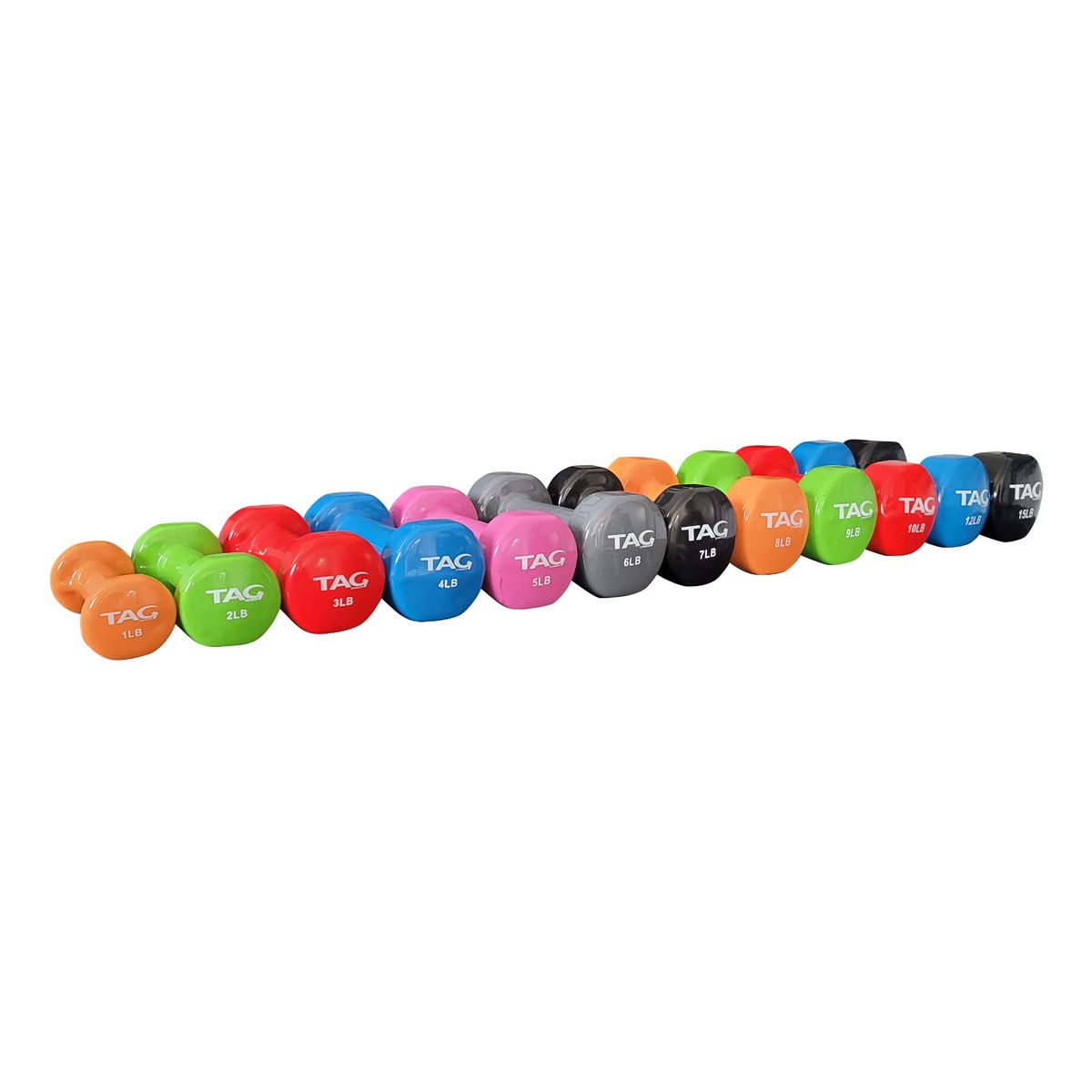 Tag Fitness Vinyl Coated Beauty Bell Dumbbells - Commercial fitness equipment