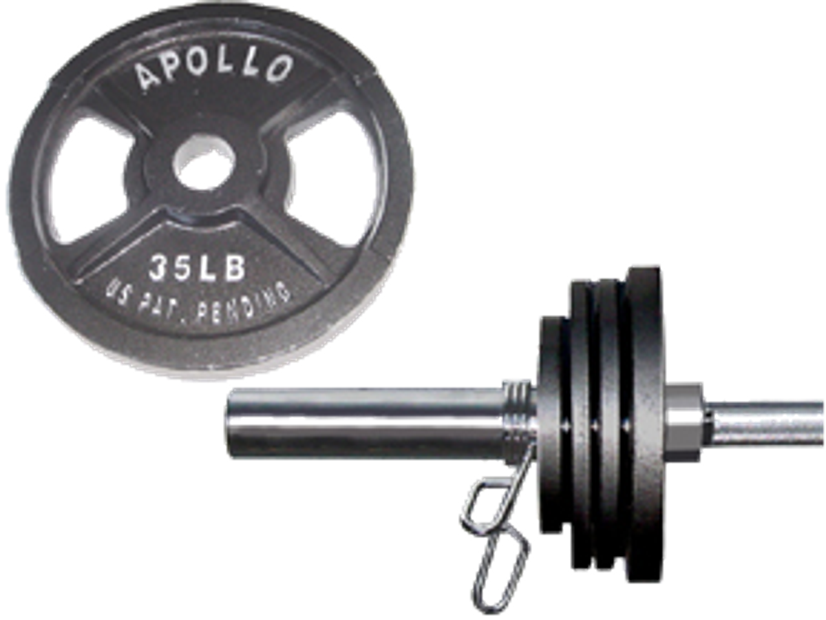 Apollo Athletics GOG-86 SET 2" Dark-gray Oly base set with 86-inch bar, 2x 2.5#, 4x 5#, 2x 10# grip-plates & 2x Collars - Commercial fitness equipment