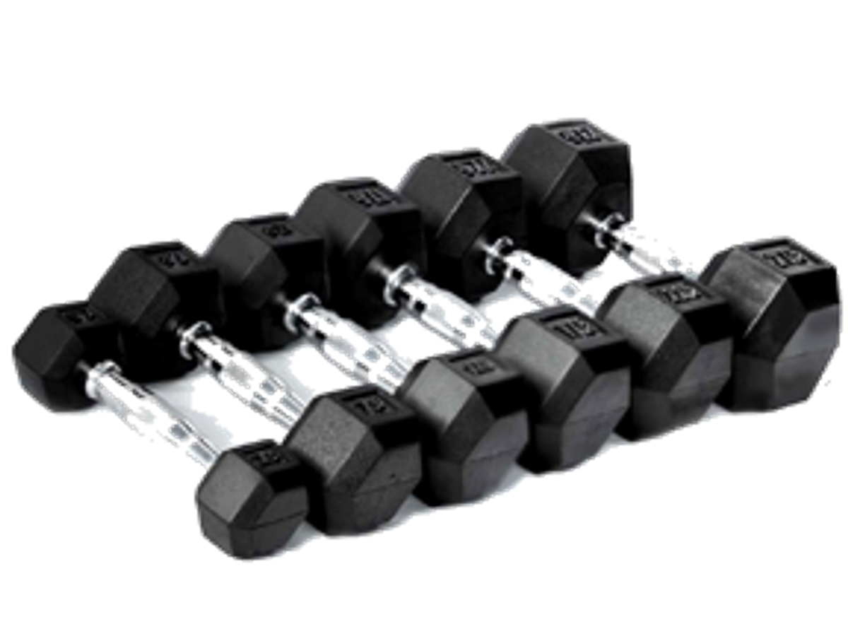 Apollo Athletics HDRS-55 -100 Set Rubber hex-dumbbell 55lb to 100lb set, 5LB increment - Commercial fitness equipment