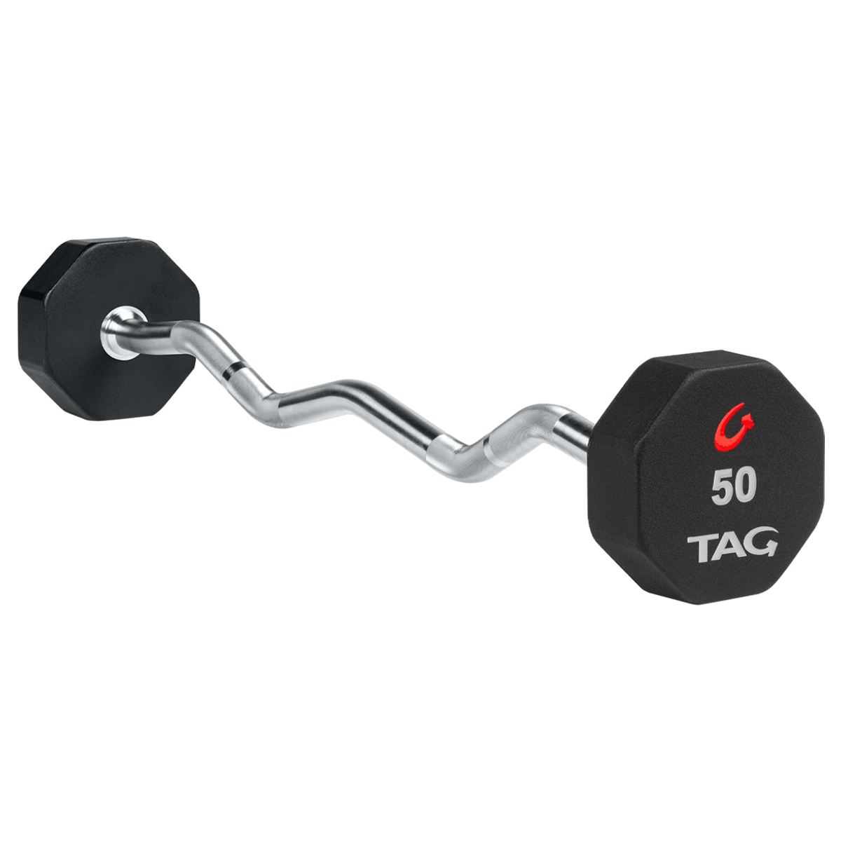 Tag Fitness 8-Sided Premium Urethane Fixed Barbell with EZ Curl handle - Commercial fitness equipment