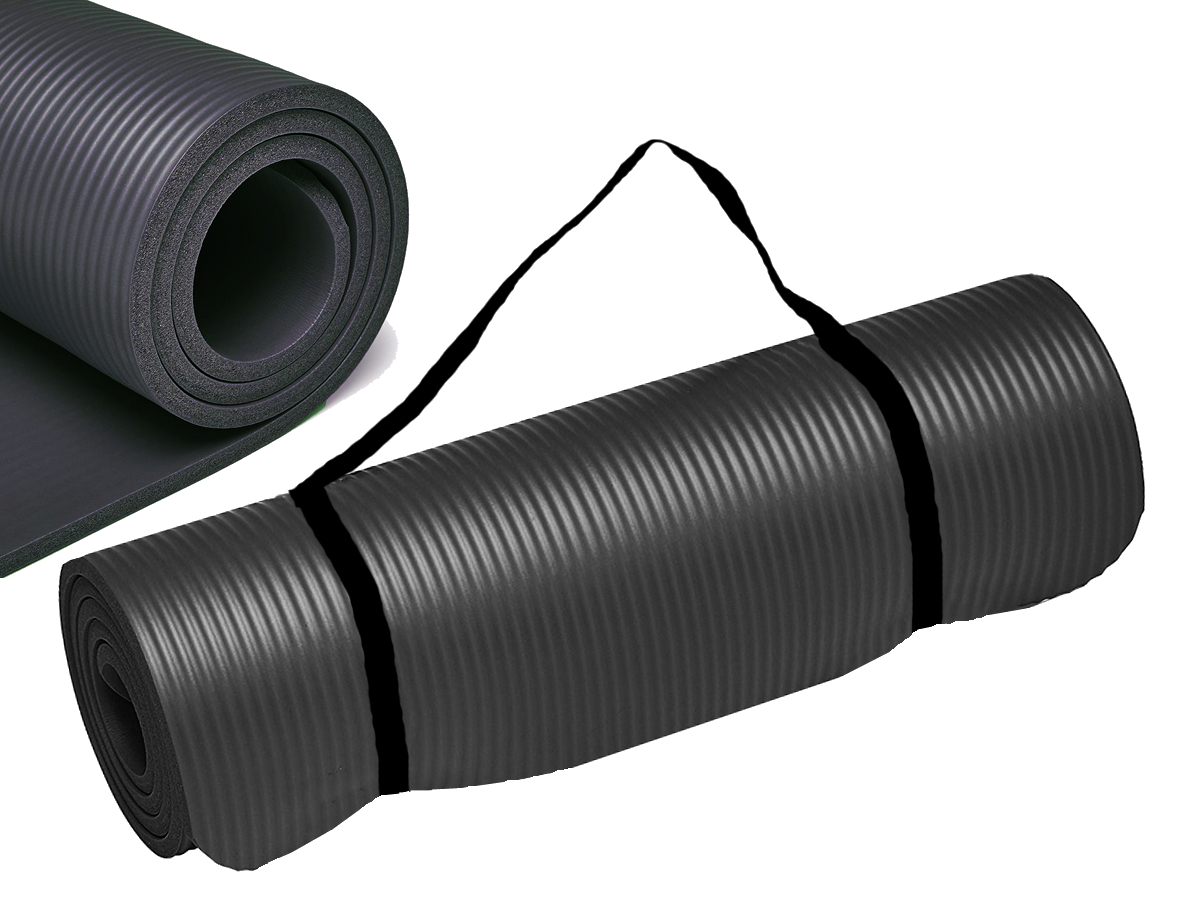 Apollo Athletics MAT-B-1 Black MBR Yoga mat 70 x 23 x 1/2" with strip - Commercial fitness equipment