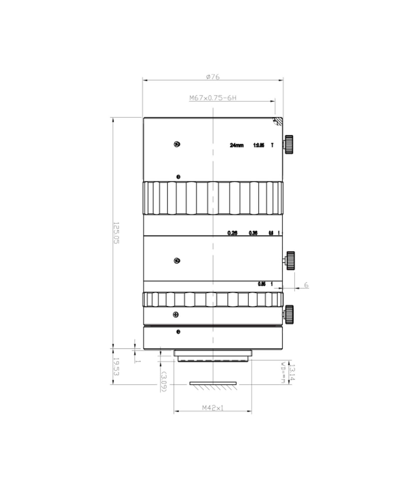 AZURE-2408M42 24mm Machine Vision Lens