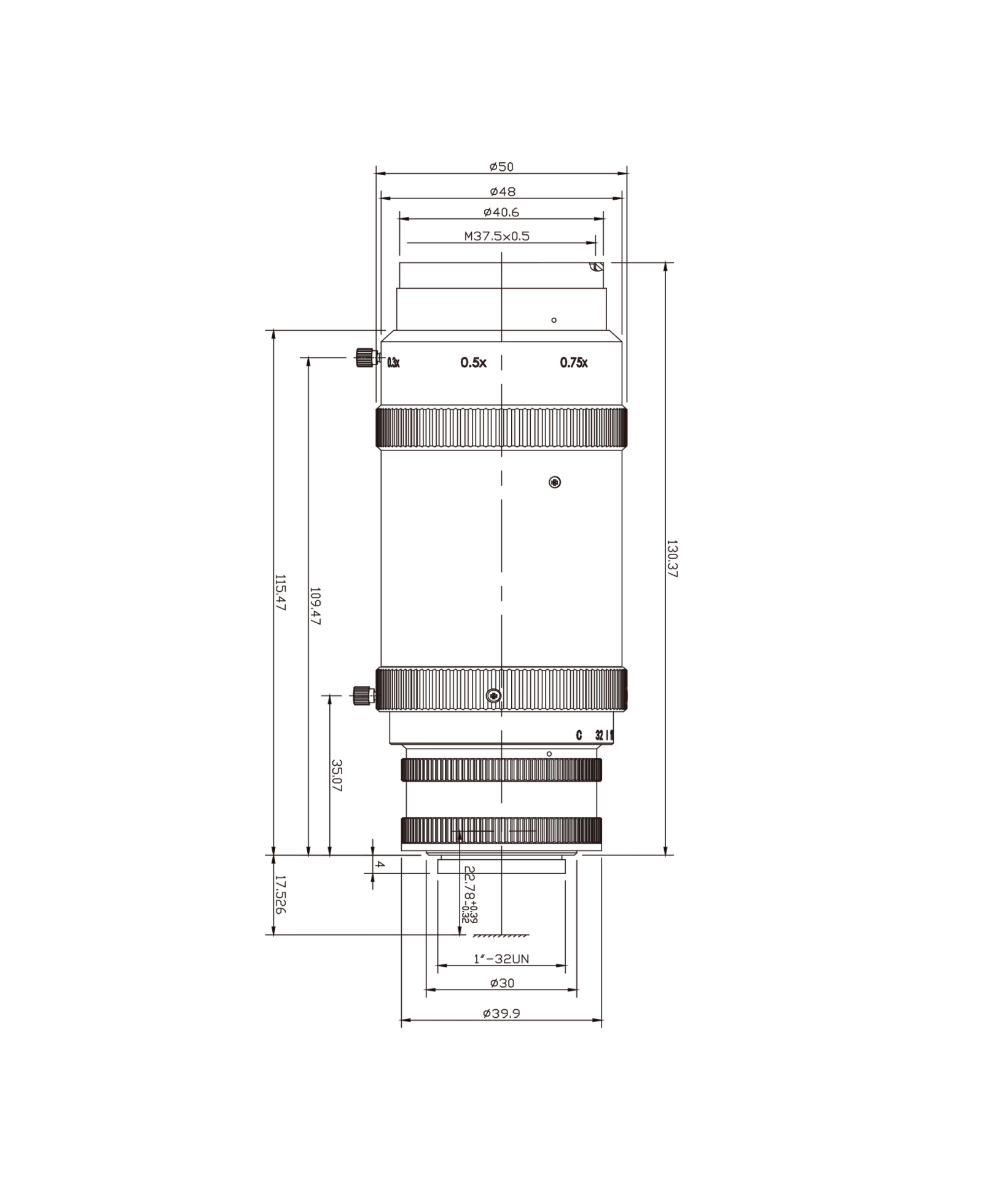 AZURE-0307XTHM mechanical drawing