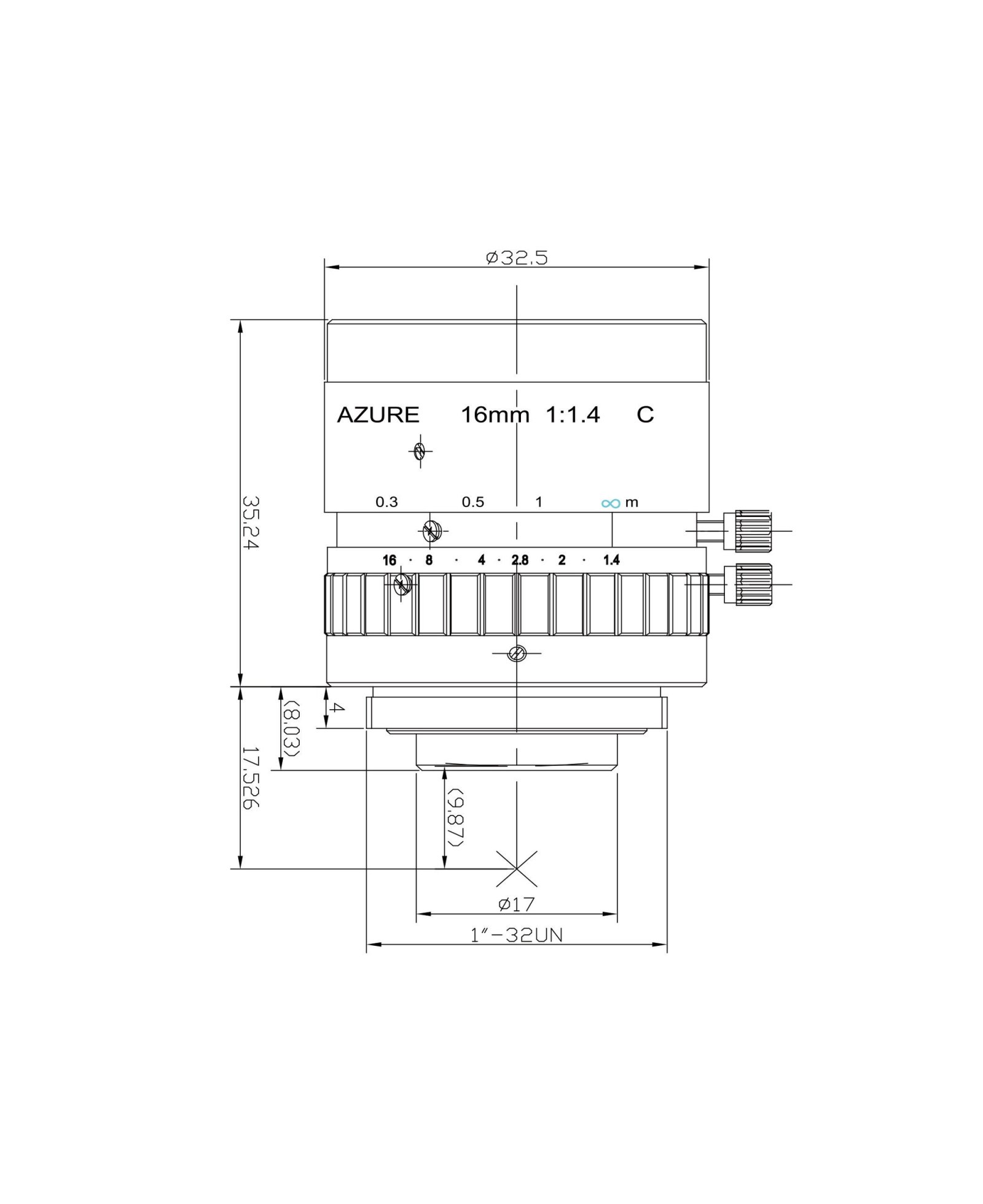 AZURE-1614MM mechanical drawing