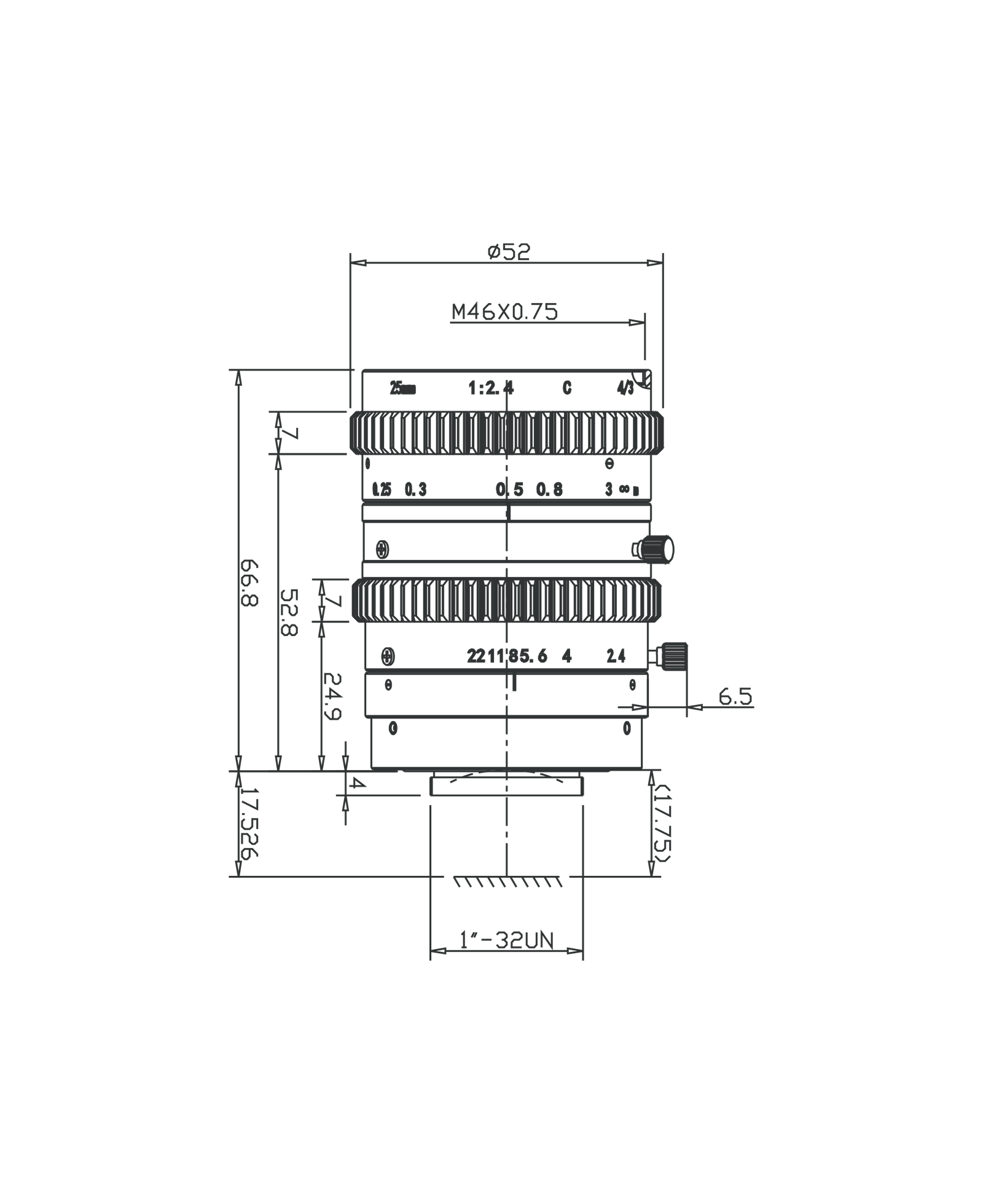 AZURE-2524XF mechanical drawing