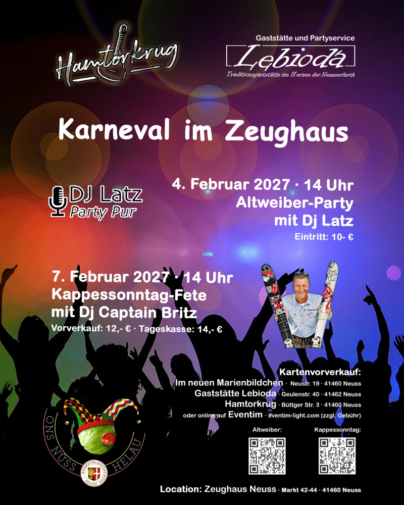 Kappessonntagsparty mit DJ Captain Britz im Zeughaus Neuss